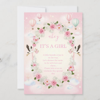 Pink Floral "It's a Girl" Baby Shower Invite Einladung