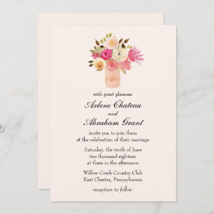 Pink Floral Joy Wedding Einladung