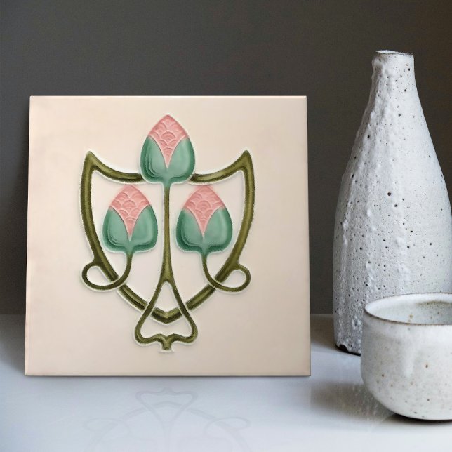 Pink Floral Jugendstil Jugendstil Jugendstil Repro Fliese (Von Creator hochgeladen)