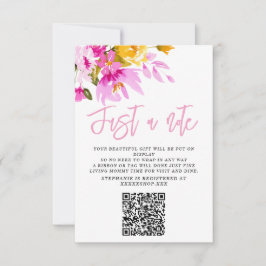 Pink Floral Just a Note Baby Shower Card Einladung