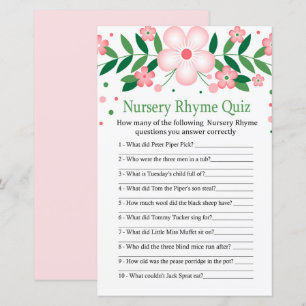 Pink Floral Kinderzimmer Rhyme Quiz Kinderduschens