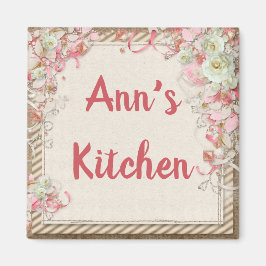 Pink Floral Kitchmagnet Magnet