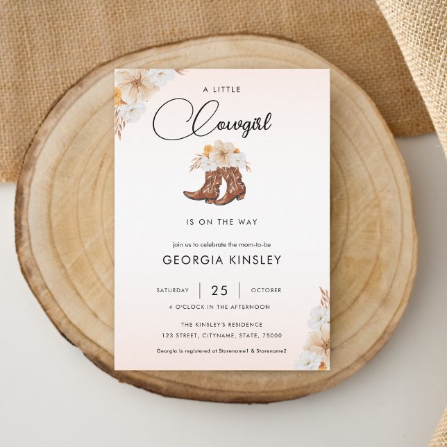 Pink Floral Kleine Cowgirl Western Babydusche Einladung (Von Creator hochgeladen)