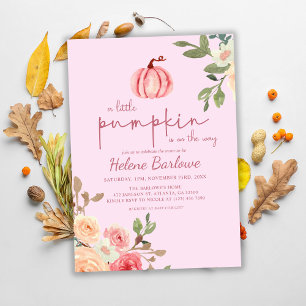 Pink Floral Kleine Pumpkin Baby Dusche Einladung