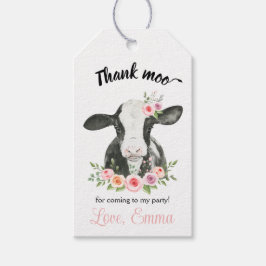 Pink Floral Kuh mit Kuh Print danke Ihnen Gi Gi Geschenkanhänger