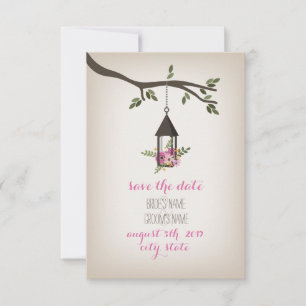 Pink Floral Lantern Tree Save the Date