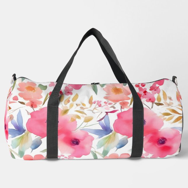 Pink Floral Large Duffel Bag Duffle Bag (Vorderseite)
