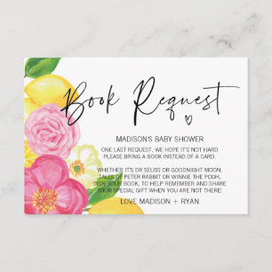 Pink Floral Lemon Baby Showkarte Begleitkarte