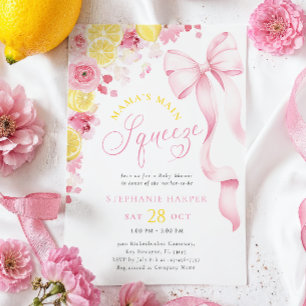 Pink Floral Lemon Kinderdusche Einladung