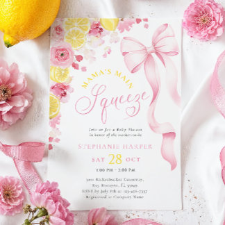 Pink Floral Lemon Kinderdusche Einladung