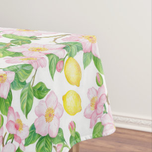 Pink Floral Lemons Muster Tischdecke