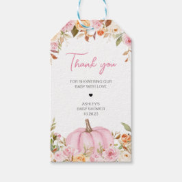 Pink Floral Little Pumpkin Baby Dusche Fevor Tags Geschenkanhänger