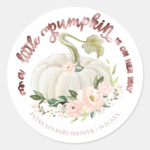 Pink Floral Little Pumpkin Fall Baby Dusche Runder Aufkleber