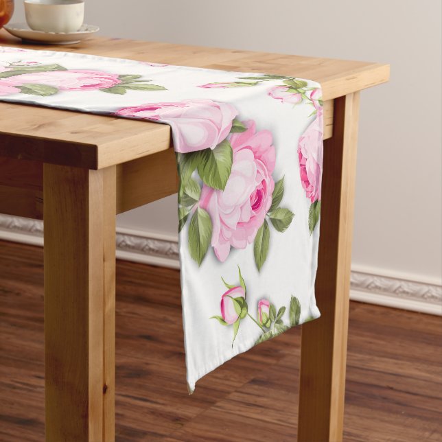 Pink Floral Long Table Runner Großer Tischläufer (Beispiel)