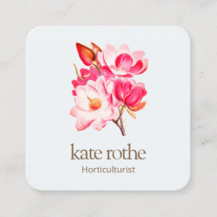 Pink Floral Magnolia Business Card Quadratische Visitenkarte
