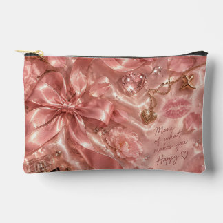 Pink Floral Makeup Bag Romantic Girly Glam Design Zubehörtasche