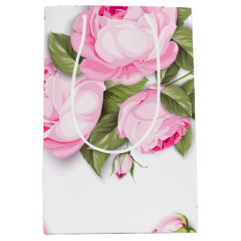 Pink Floral Medium Geschenktasche Mittlere Geschenktüte