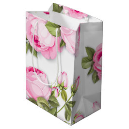 Pink Floral Medium Geschenktasche Mittlere Geschenktüte