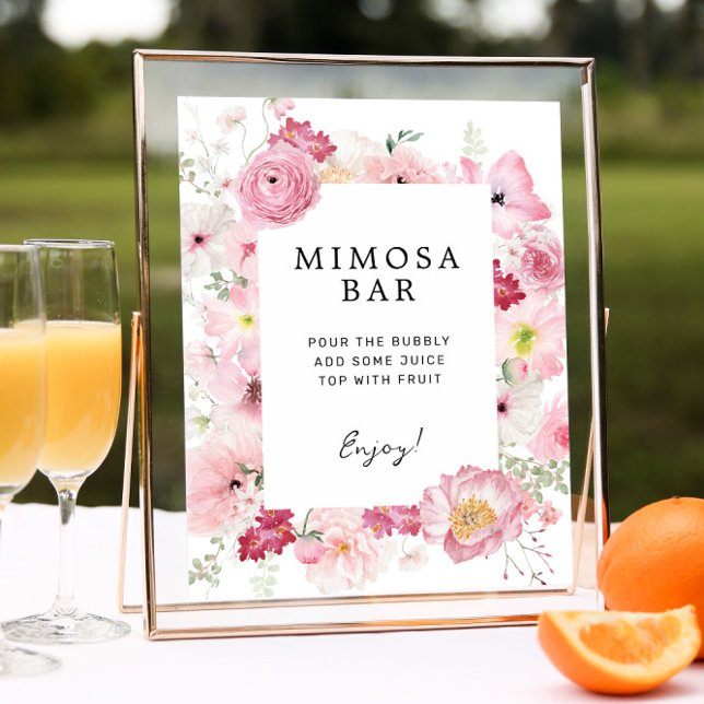 Pink Floral Mimosa Bar Sign Poster (Von Creator hochgeladen)