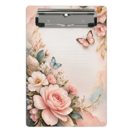 Pink Floral Mini Clipboard – Cute Flower Stationer Klemmbrett
