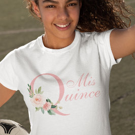 Pink Floral Mis Quince 15. Geburtstag T-Shirt