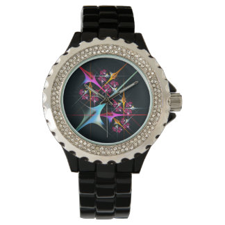 Pink Floral Modernes Abstraktes Kunstfarbmuster #0 Armbanduhr