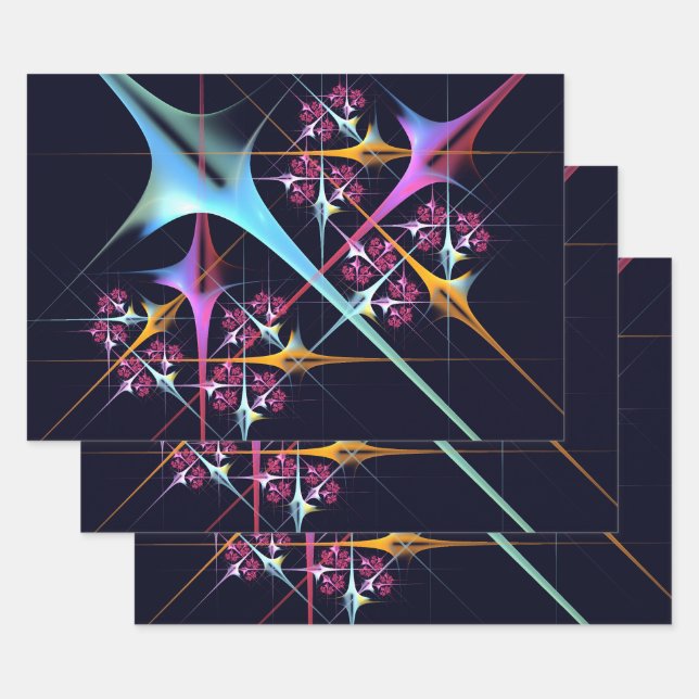 Pink Floral Modernes Abstraktes Kunstfarbmuster #0 Geschenkpapier Set (Set)