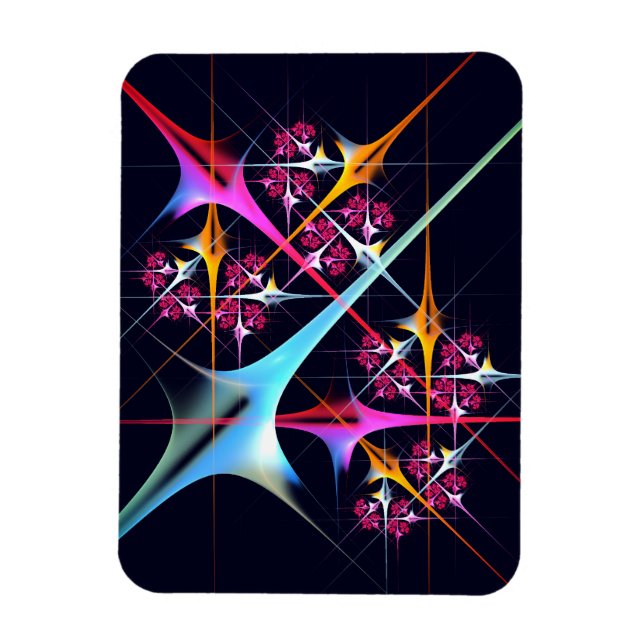 Pink Floral Modernes Abstraktes Kunstfarbmuster #0 Magnet (Vertikal)