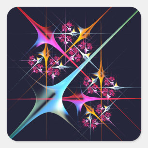 Pink Floral Modernes Abstraktes Kunstfarbmuster #0 Quadratischer Aufkleber