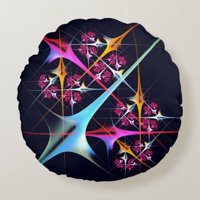 Pink Floral Modernes Abstraktes Kunstfarbmuster #0 Rundes Kissen (Vorderseite)