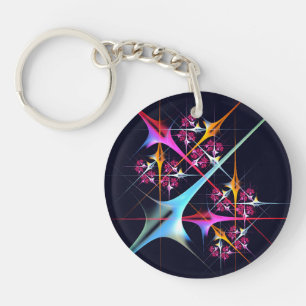 Pink Floral Modernes Abstraktes Kunstfarbmuster #0 Schlüsselanhänger