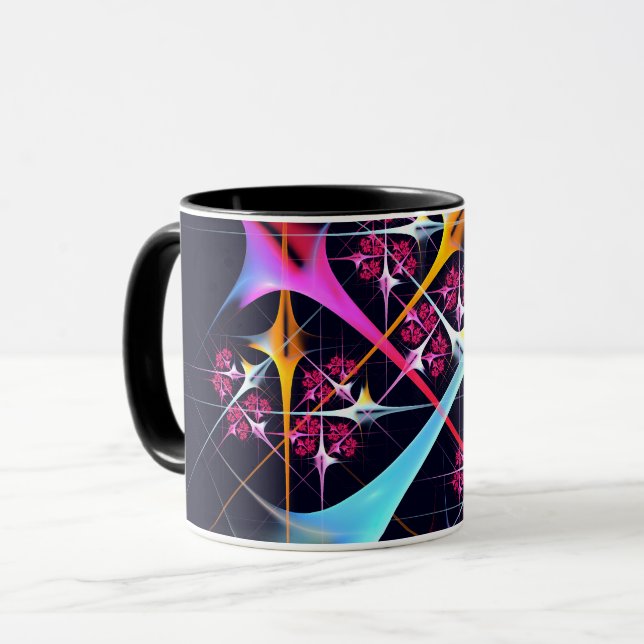 Pink Floral Modernes Abstraktes Kunstfarbmuster #0 Tasse (Vorderseite Links)