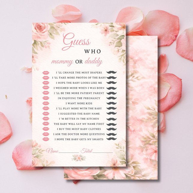 Pink Floral Mommy or Daddy Shower Game (Von Creator hochgeladen)