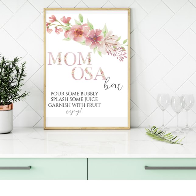 Pink Floral Momosa Bar Sign Poster (Von Creator hochgeladen)
