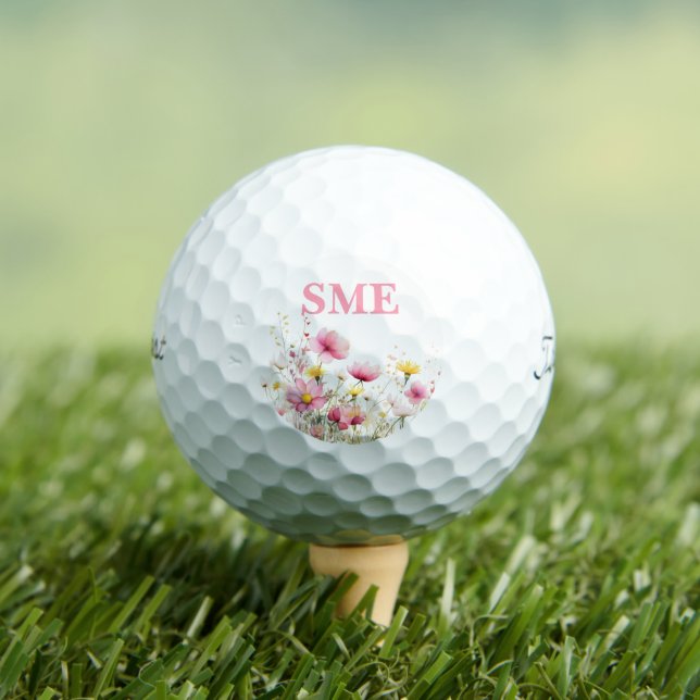 Pink Floral Monogrammed Golfball (Insitu T-Shirt)