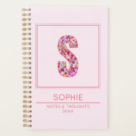 Pink Floral Monogrammed Name Letter S Planer