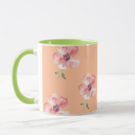 Pink Floral Mug – Orange Pastel Pattern Tasse
