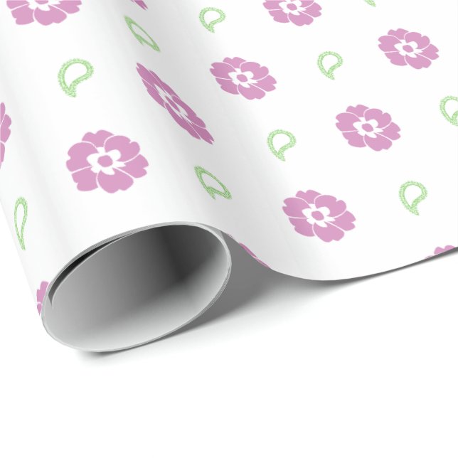 Pink-Floral-Muster-Umschlagpapier Geschenkpapier (Rolleneckpunkt)