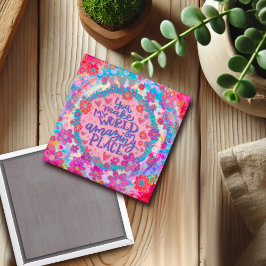 Pink Floral My World Quote Inspirivity Magazin Magnet