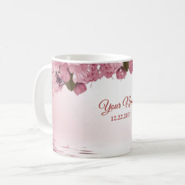 Pink Floral Nature Butterfly Outdoor Wedding Gift Kaffeetasse