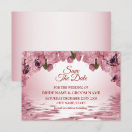 Pink Floral Nature Butterfly Outdoor Wedding Save The Date