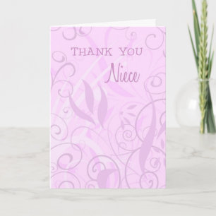 Pink Floral Niece Danke Flower Girl Card