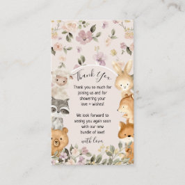Pink Floral Niedlich Baby Forest Animal Danke Begleitkarte