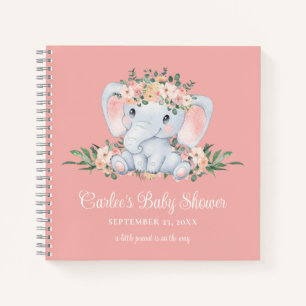 Pink Floral Niedlich Elephant Baby Girl Babydusche Notizbuch