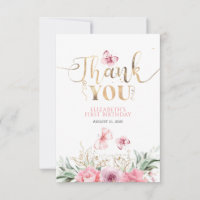 Pink Floral Niedlich Gold Geburtstag Vielen Dank
