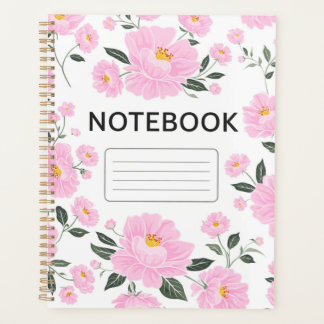Pink Floral Notebook Cover | Elegant Rose Flower J Planer