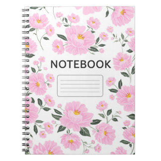 Pink Floral Notebook Cover | Elegant Rose Flower Notizblock
