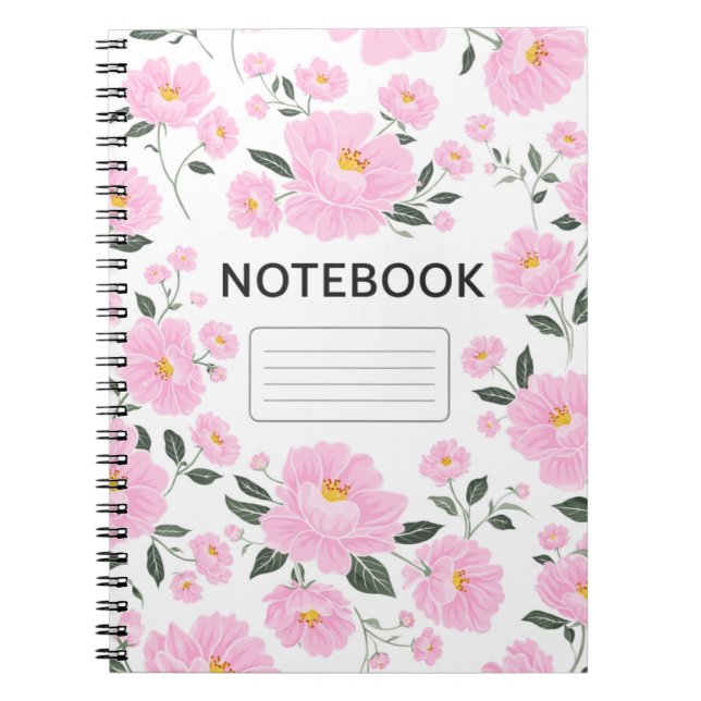 Pink Floral Notebook Cover | Elegant Rose Flower  Notizblock (Vorderseite)