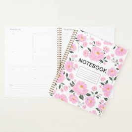 Pink Floral Notebook Cover | Elegant Rose Flower  Planer