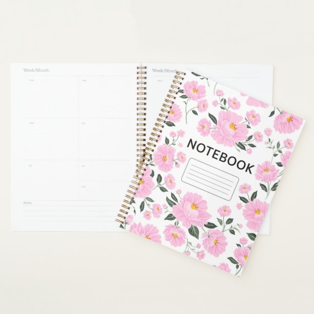 Pink Floral Notebook Cover | Elegant Rose Flower  Planer (Anzeige)